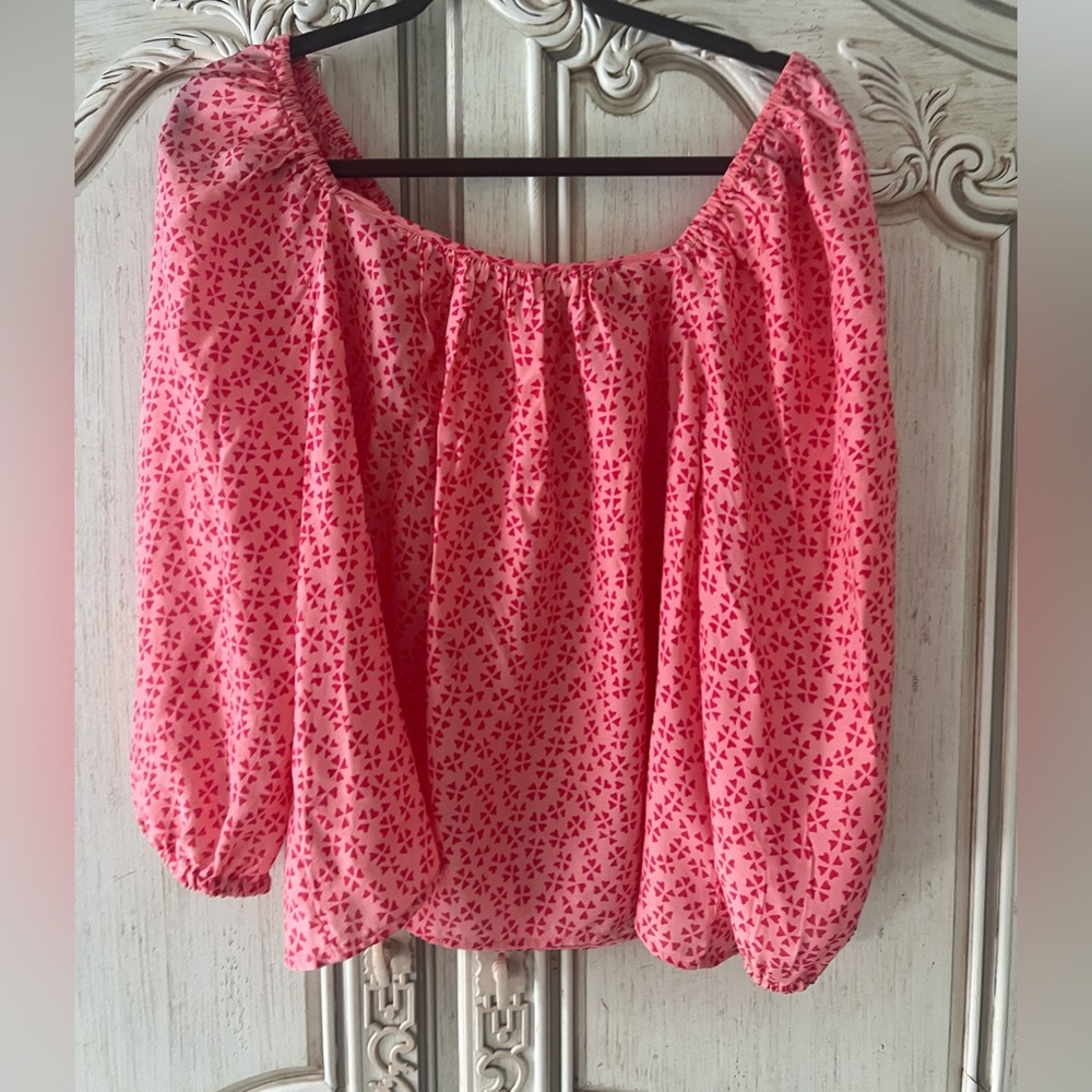 VINEYARD VINES PINK PRINT SQUARE NECK TOP SIZE MEDIUM